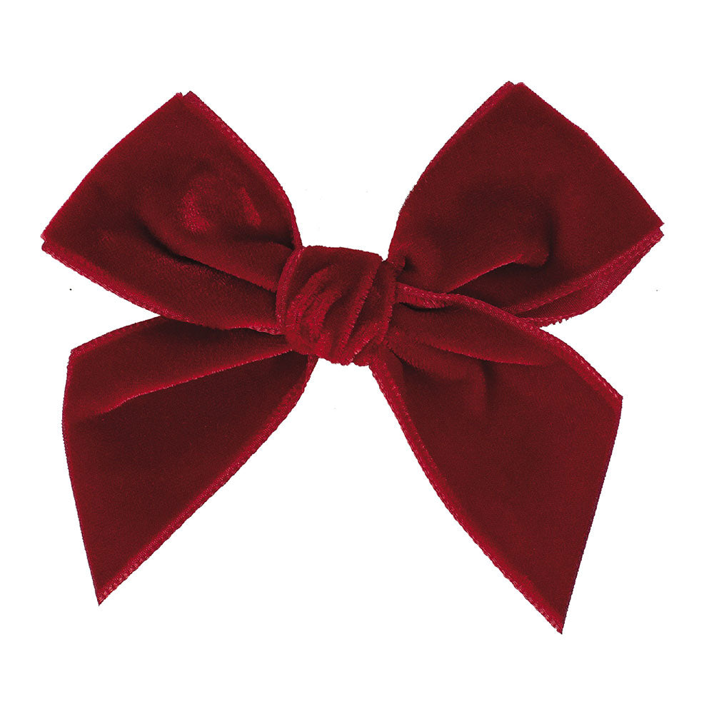 Calamaro Baby Girls Velvet Bow Hairclip - Red