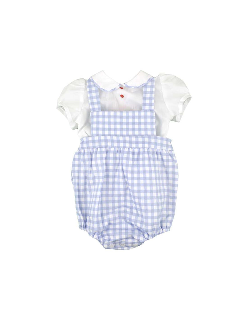 Blue gingham romper style shorts & shirt DF21601