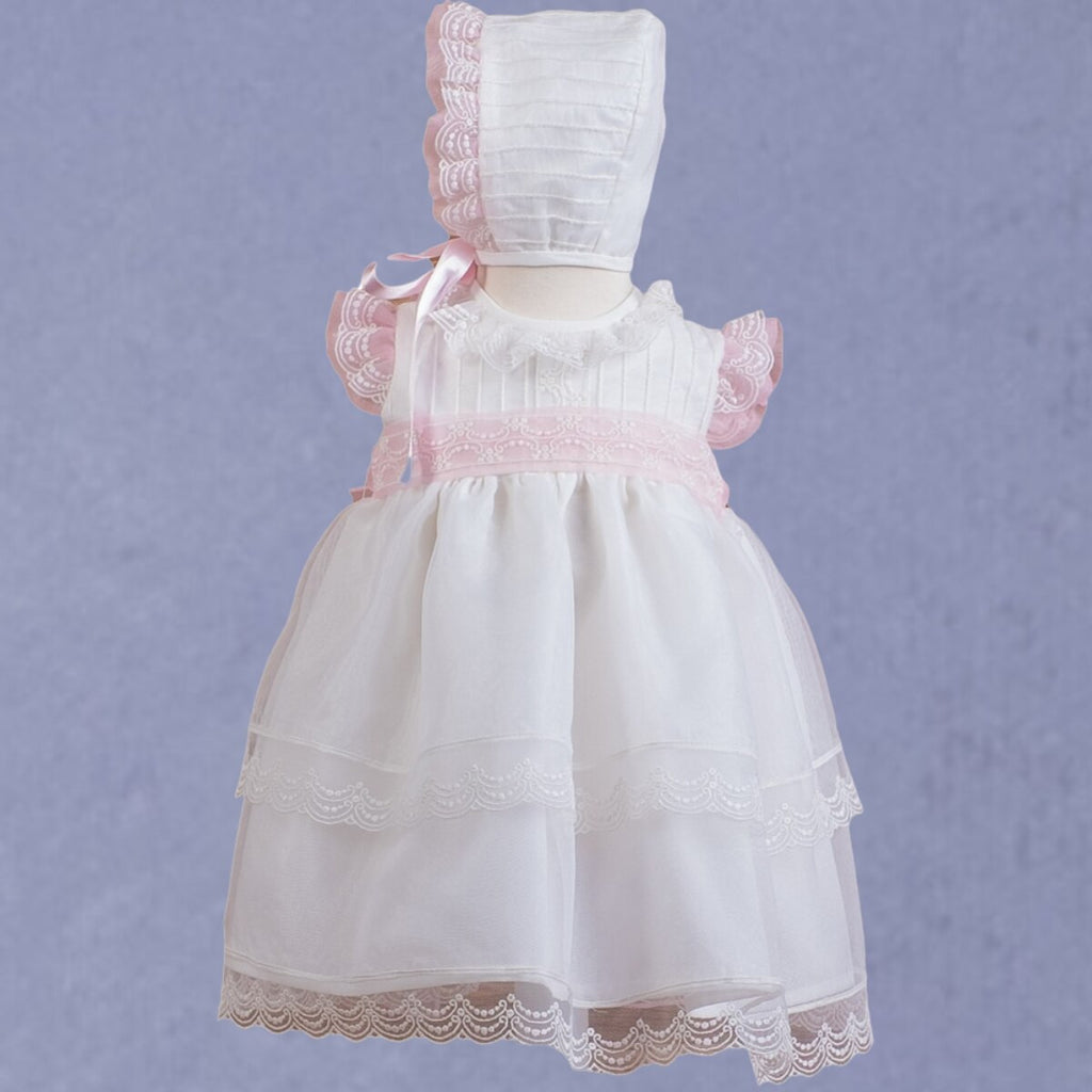 Baby Girls Christening Crystal Gown With Bonnet 934479