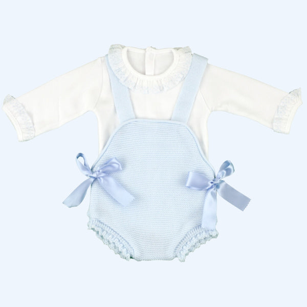 Blouse Vest And Two Side Bows Romper LIGHT BLUE DF21700