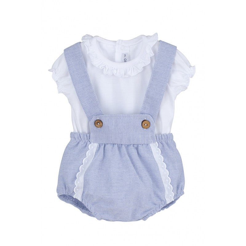 Bloomer set with blue suspenders and white t-shirt. 17595