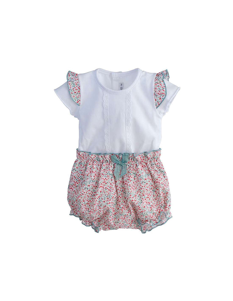 Baby Girls White & Green Bloomer Set 17601