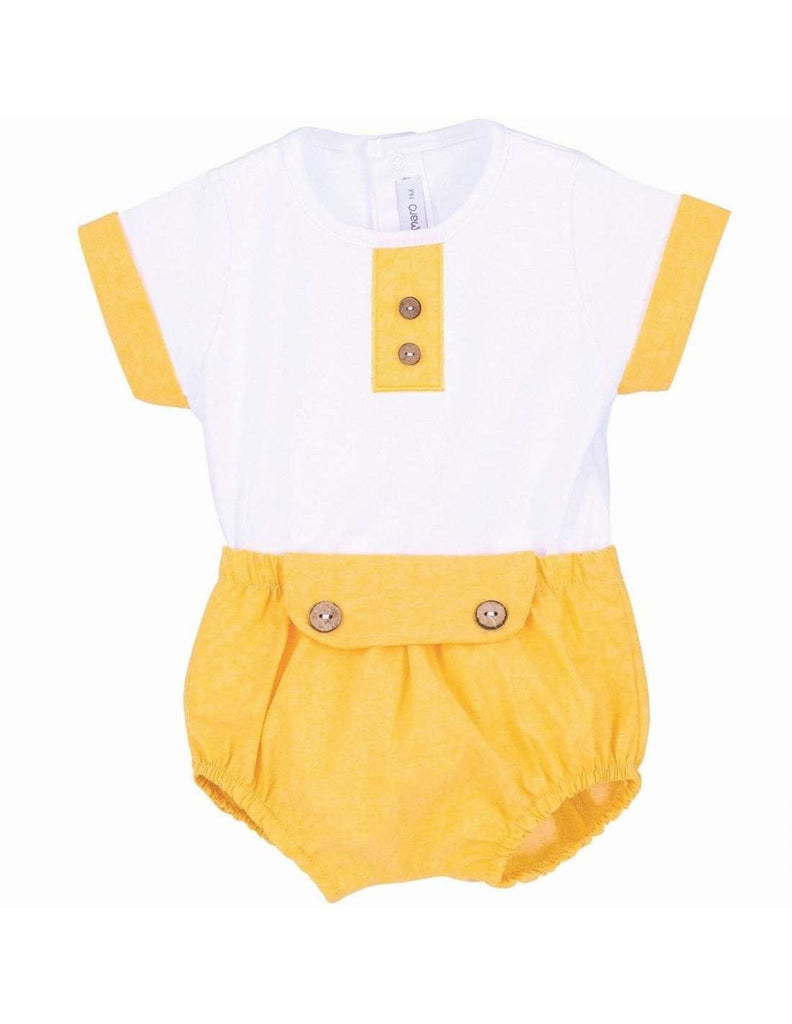 White Top & Yellow Jam Pants Set 17837