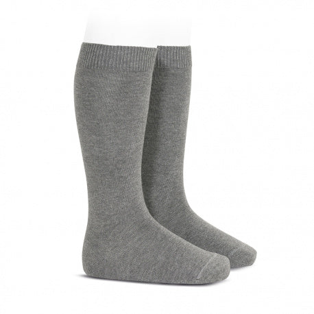 Plain stitch basic knee high socks LIGHT GREY 20192230