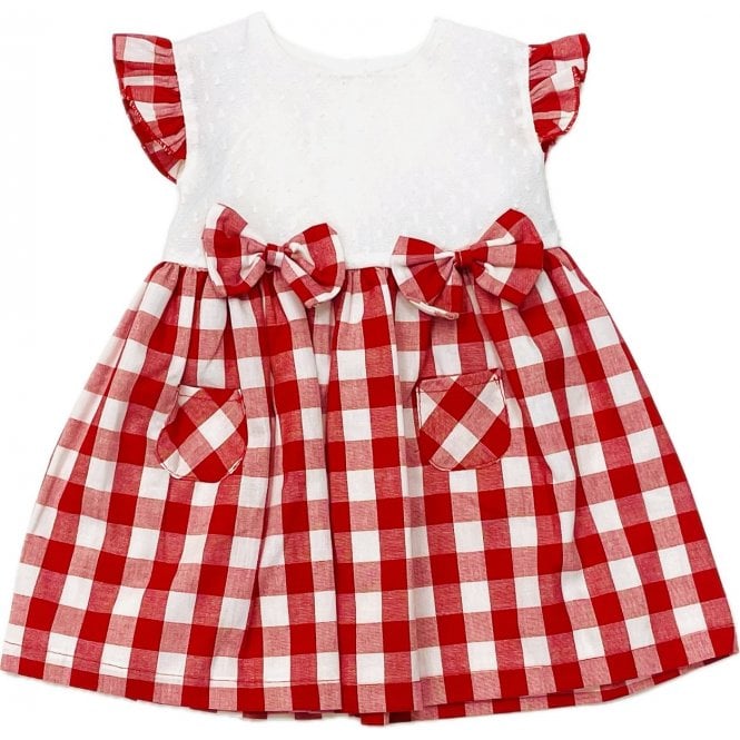 Girl Red & White Bow Dress 24513