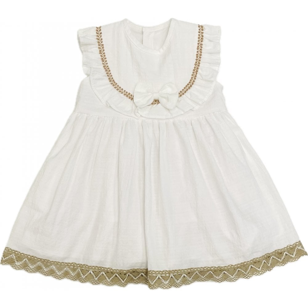 Girls White Bow Dress 24550