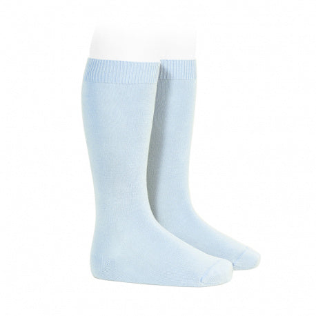 Plain stitch basic knee high socks BABY BLUE 20192410