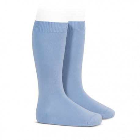 Plain stitch basic knee high socks BLUISH 20192446
