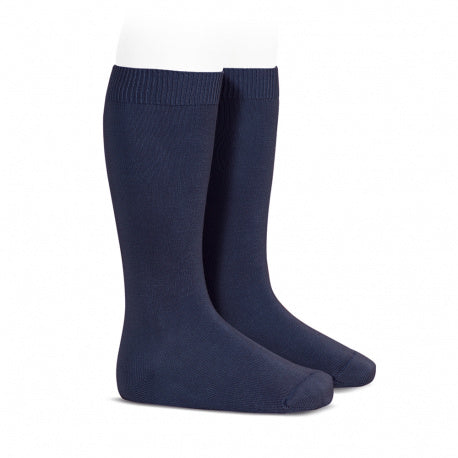 Plain stitch basic knee high socks NAVY BLUE 20192480