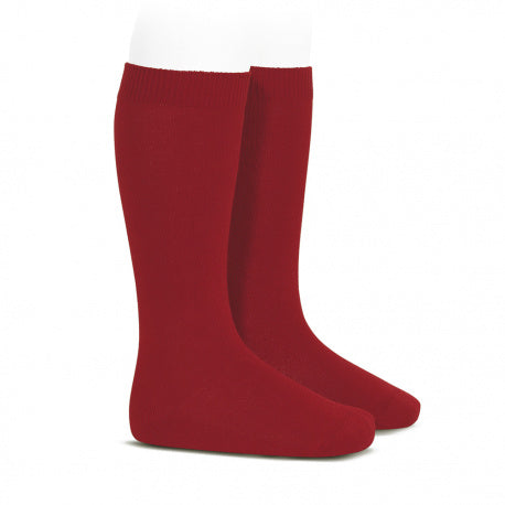 Plain stitch basic knee high socks CHERRY 20192554