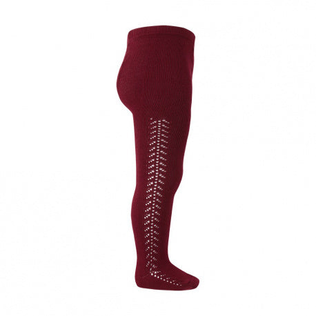 Condor Burgundy Side Openwork Warm Tights  25911572