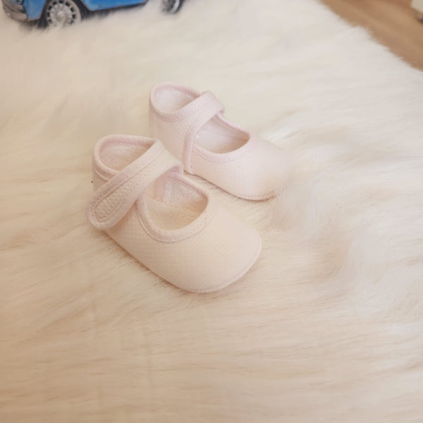 PRAM PIQUE SOFT SOLE CLOTH BABY SHOES PINK 7143