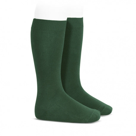 Plain stitch basic knee high socks BOTTLE GREEN 20192780