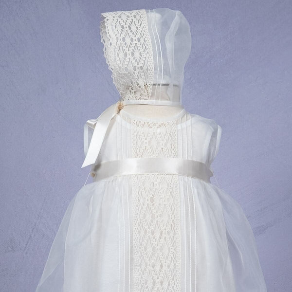 Christening Gown With Lace And Bonnet 81332
