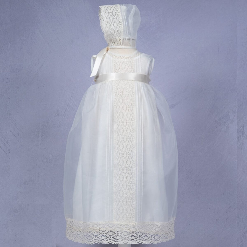 Christening Gown With Lace And Bonnet 81332