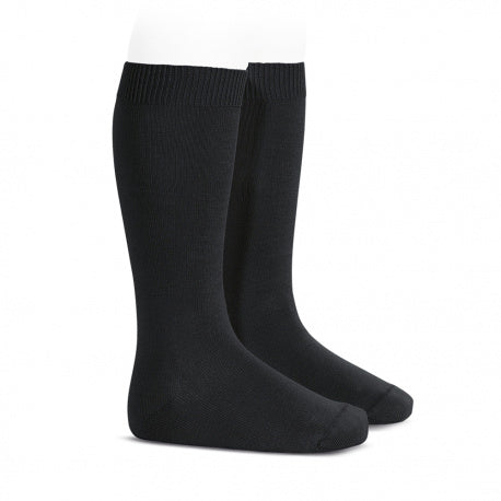 Plain stitch basic knee high socks BLACK 20192900