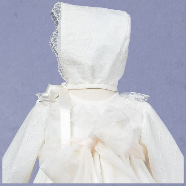 CHRISTENING DRESS WITH BLOOMER AND BONNET 91384ML