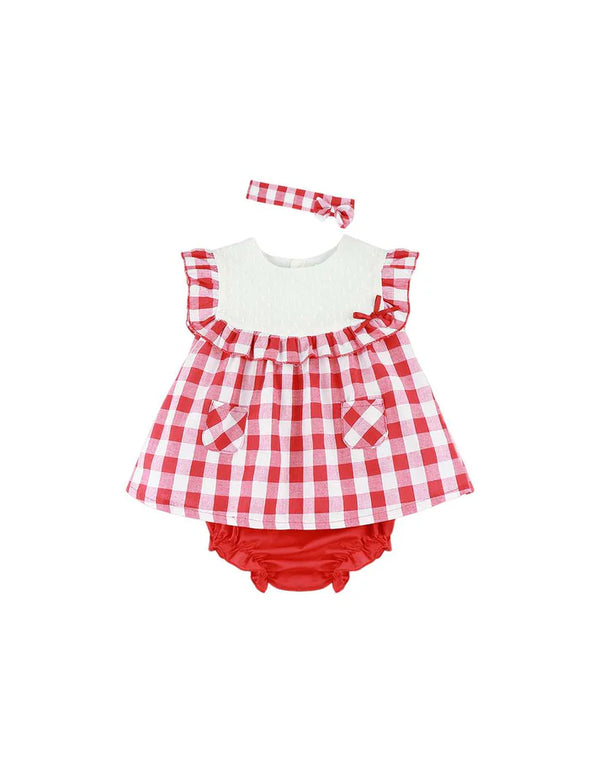 Red & White Gingham Dress & Bloomers 24111