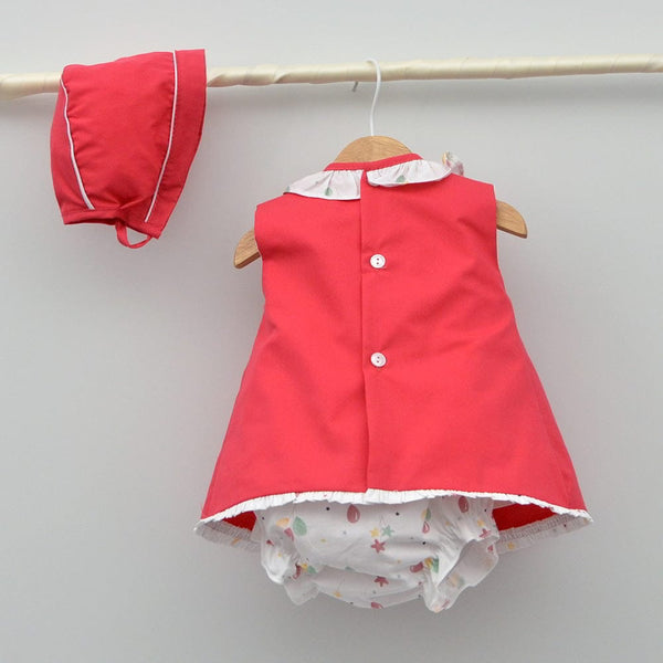 Red Dress With Bloomer And Bonnet 23117