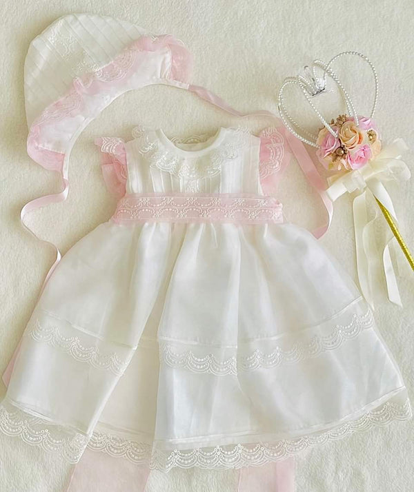 Baby Girl Crystal Dress And Nappy Cover With Bonnet 913879