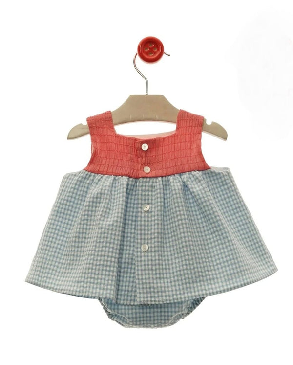 Checkered Dress With Matching Bonnet And Bloomer 0172