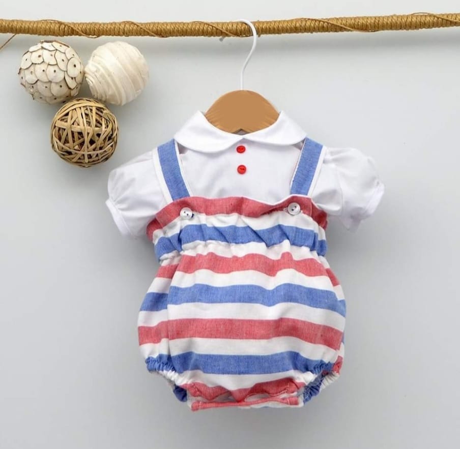 Boys Stripe Romper With Shirt 22210