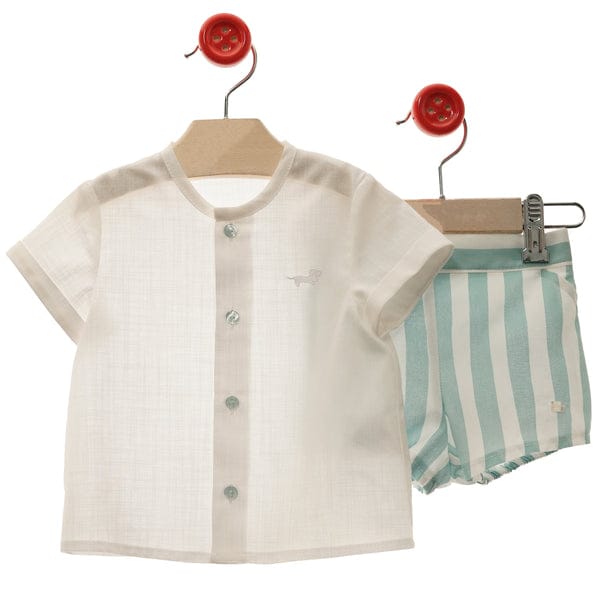 IVORY LINEN SHORTS SET 0281