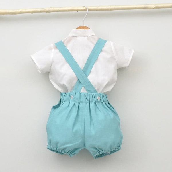 BOYS WHITE SHIRT WITH MENT DUNGAREE SET 24307