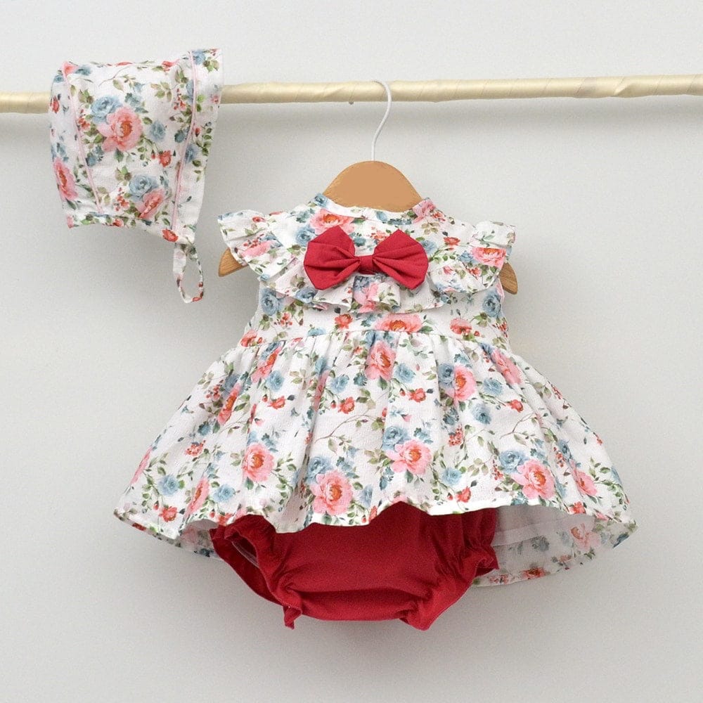 FLORAL DRESS WITH MATCHING BONNET & BLOOMER 24125