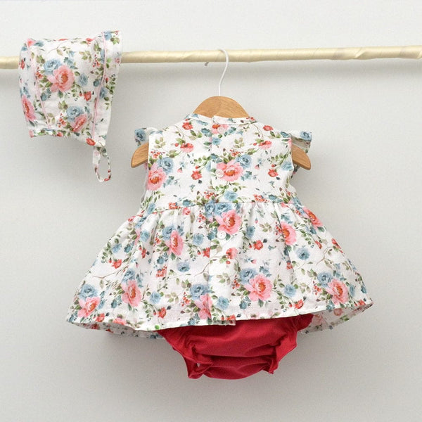 FLORAL DRESS WITH MATCHING BONNET & BLOOMER 24125