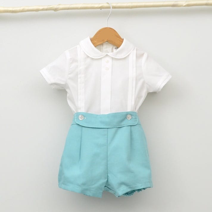 BOYS PLEATED MINT SHORT SET 24303