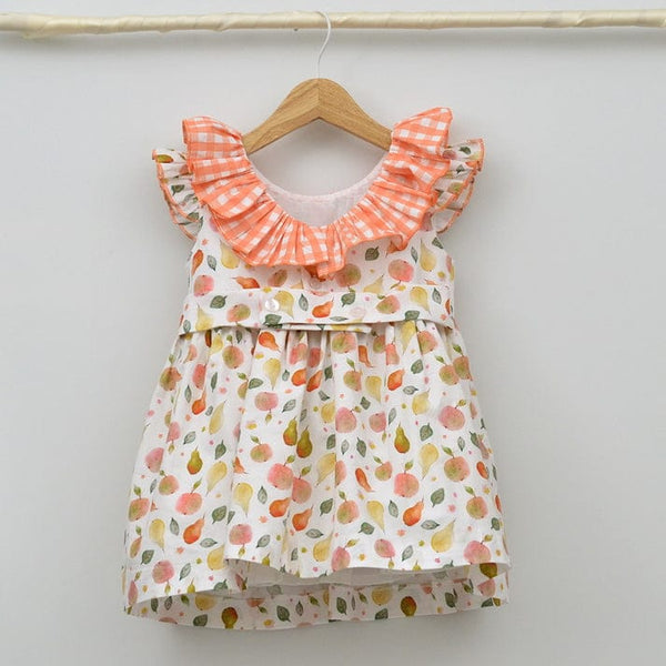 GIRLS PEACH PRINT DRESS 24559