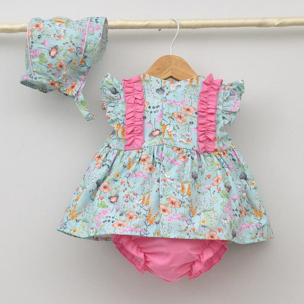 FLORAL DRESS WITH BONNET & BLOOMERS 24117