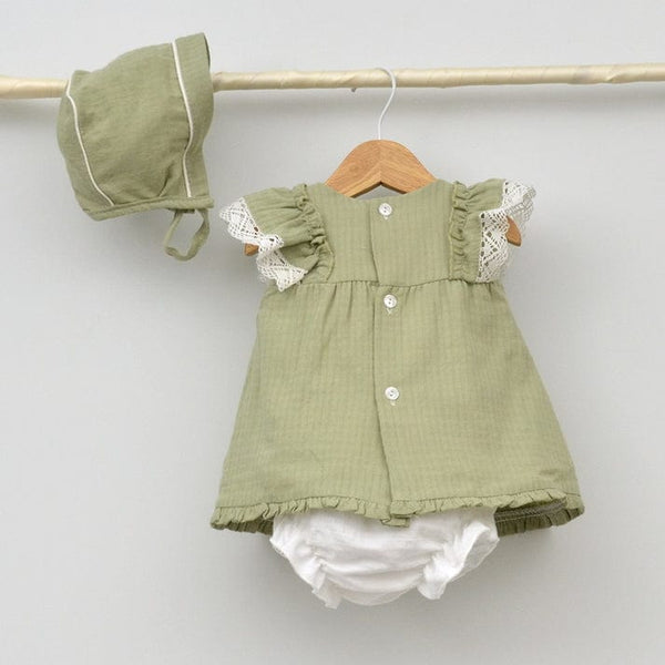 CANCUN KHAKI DRESS WITH BONNET & BLOOMERS 24114