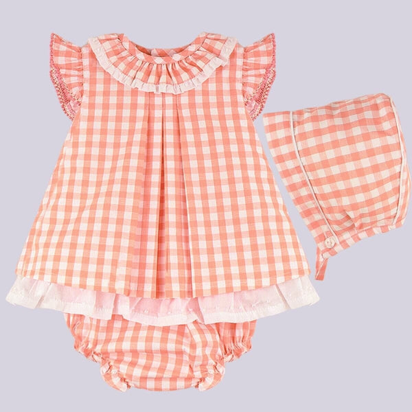 ORANGE DRESS WITH BONNET & BLOOMERS 24127