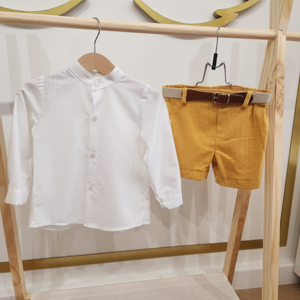 LONG SLEEVE SHIRT AND MUSTARD PANTS SET 24327