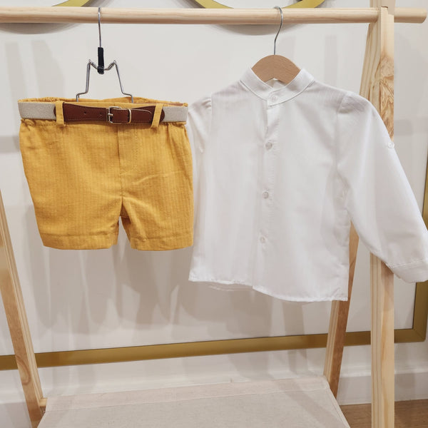 LONG SLEEVE SHIRT AND MUSTARD PANTS SET 24327