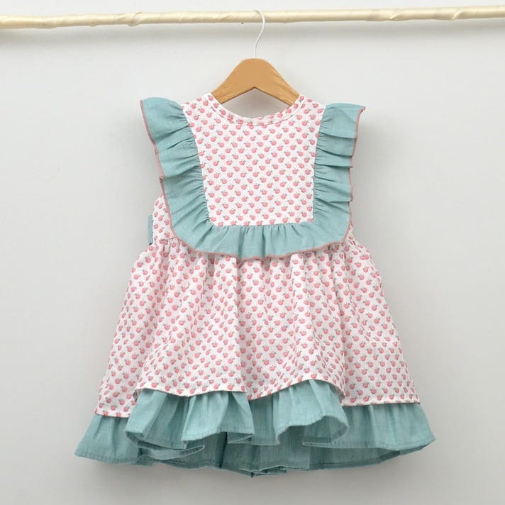 GIRLS APPLE PRINT DRESS 24552