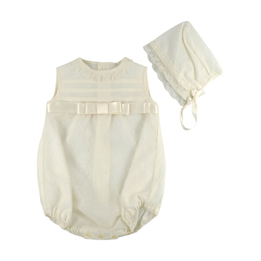 Christening Romper With Bonnet 83701