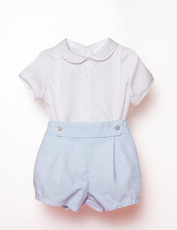 BOYS PLEATED BLUE SHORT  SET 24300