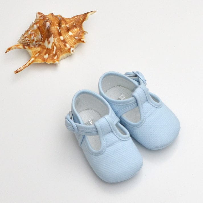 PIQUE SOFT SOLE CLOTH BABY SHOES LIGHT BLUE 7141