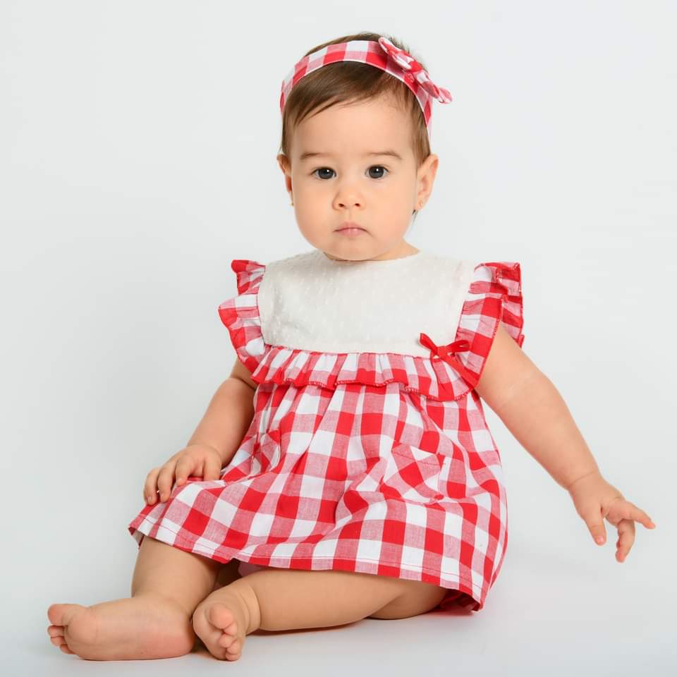 Red & White Gingham Dress & Bloomers 24111