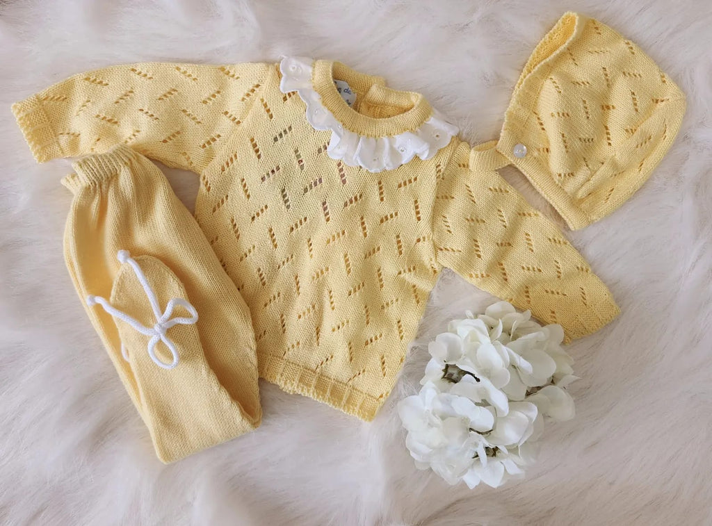 Yellow & White Knit Set DF24002