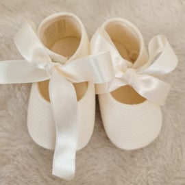 PIQUE SOFT SOLE COTH BABY SHOE WITH BOW BEIGE 7142