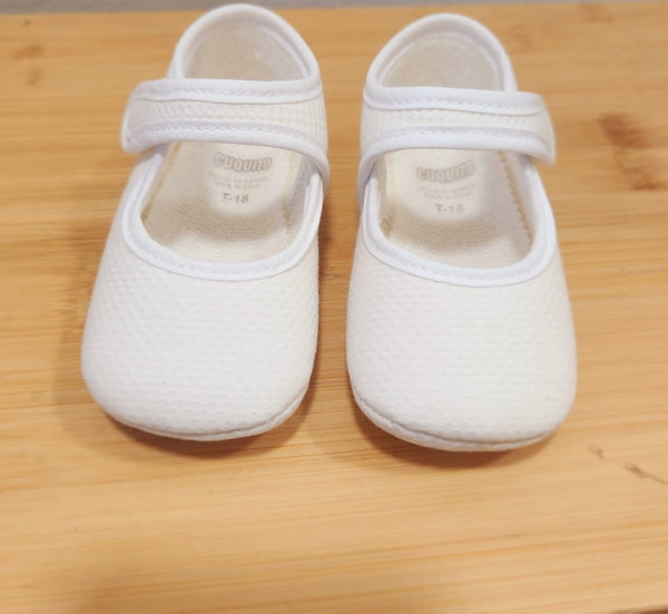 PRAM PIQUE SOFT SOLE CLOTH BABY SHOES WHITE 7143