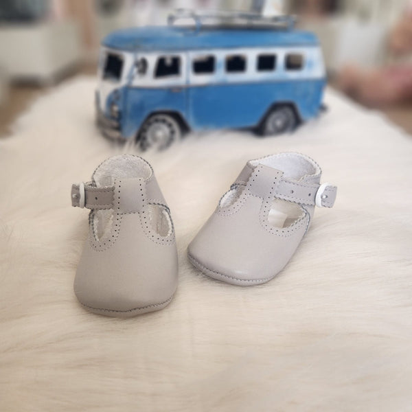 PRAM SHOES IN LEATHER Light Grey 7000