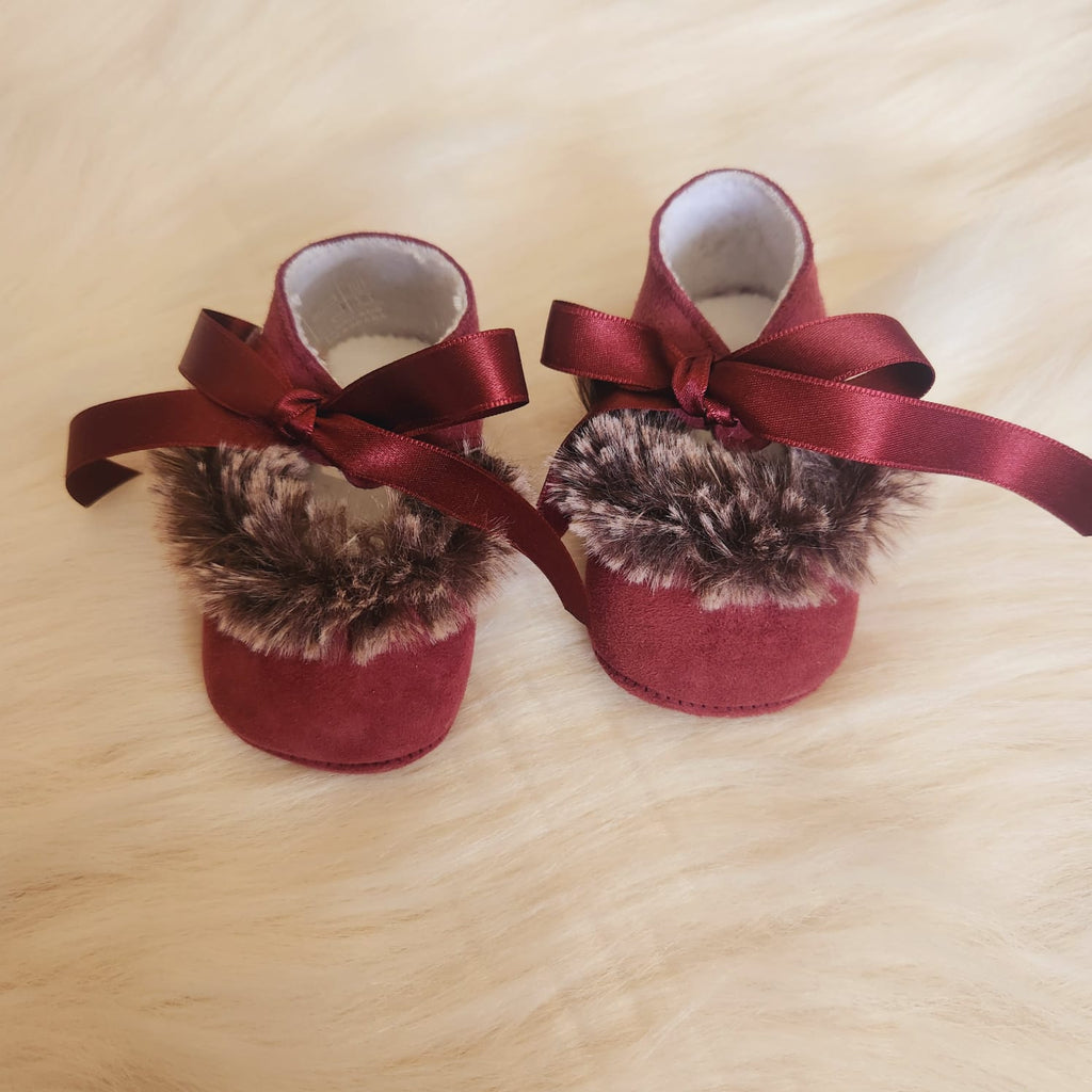 GIRLS FUR SHOES WITH BOW 7595