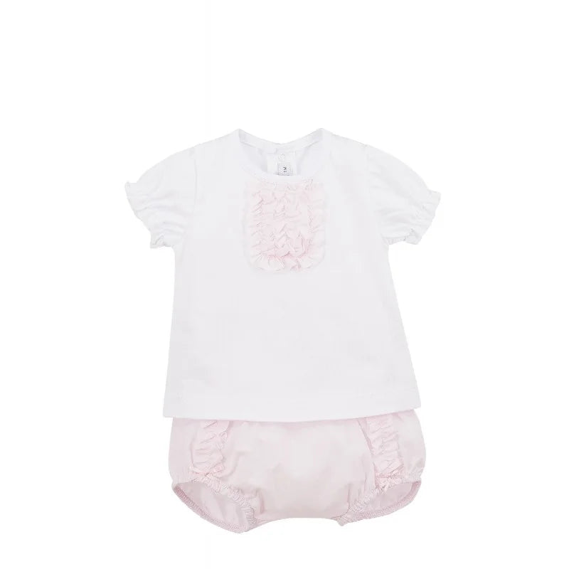 White & Baby Pink Jam Pant Set 17388