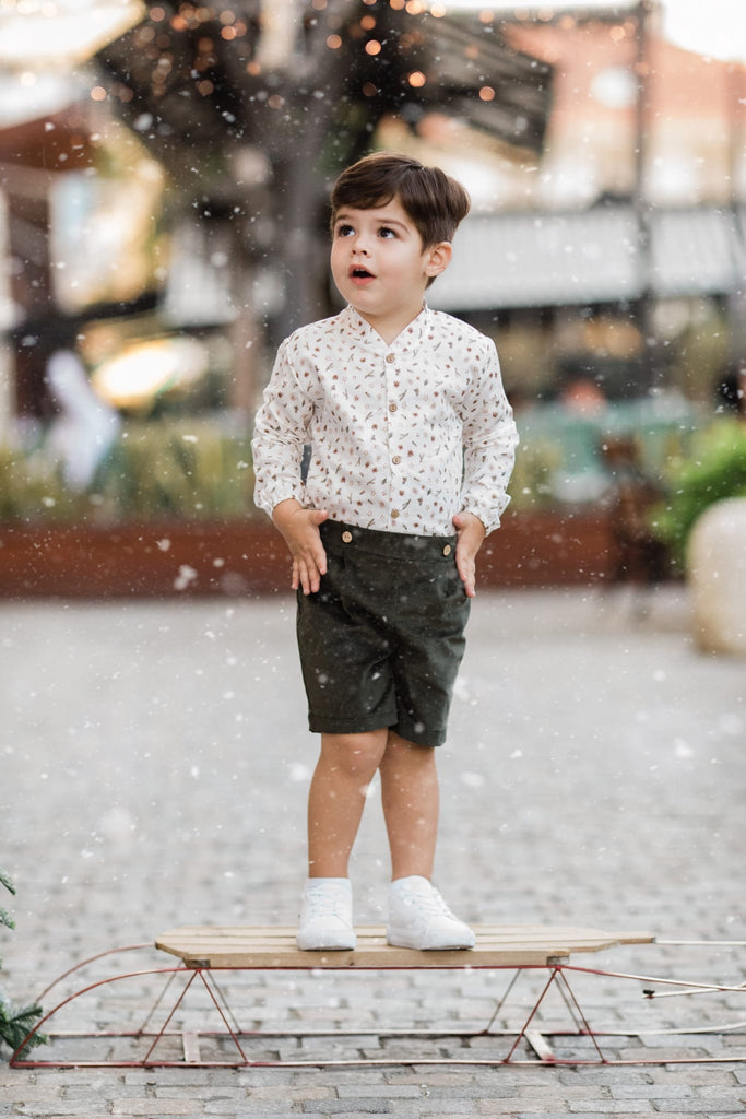 "Casimir" Khaki Winter Print Shirt & Shorts 17907