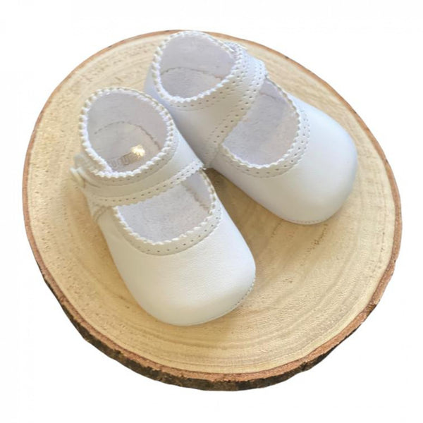 PRAM SHOES IN LEATHER 7004 WHITE